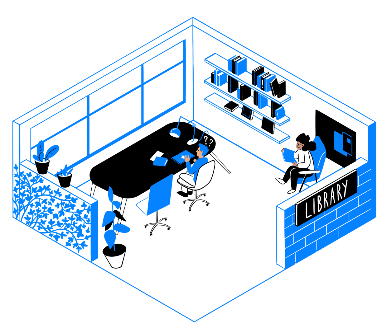 Ilustración 'Dentro de la biblioteca